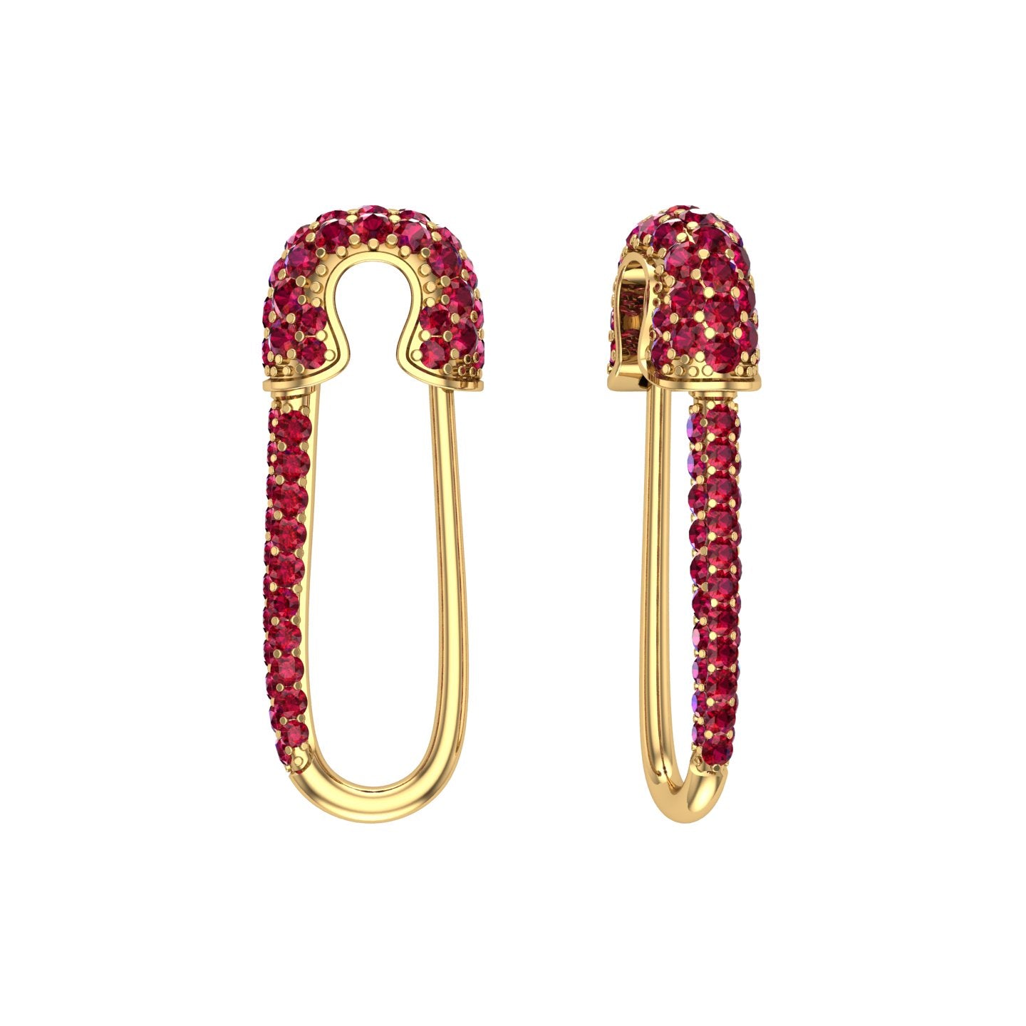RUBY SAFETY PIN EARRING - SINGLE