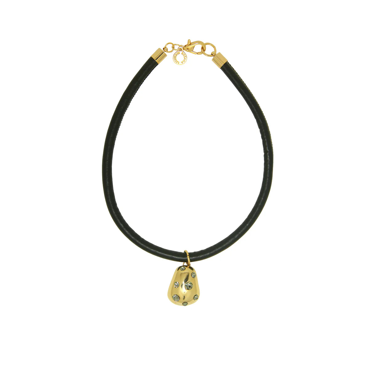 Collar de cuero brillante con lunares