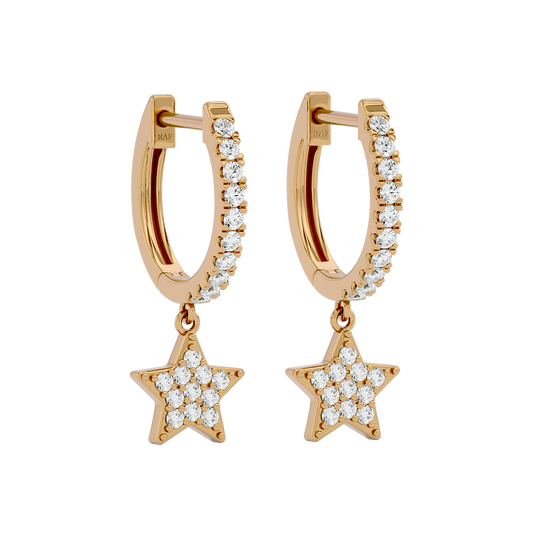 STAR DANGLE HUGGIE EARRINGS