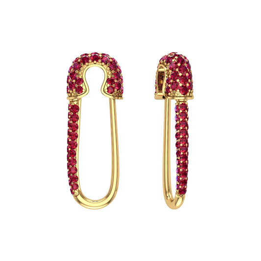 RUBY SAFETY PIN EARRING - SINGLE