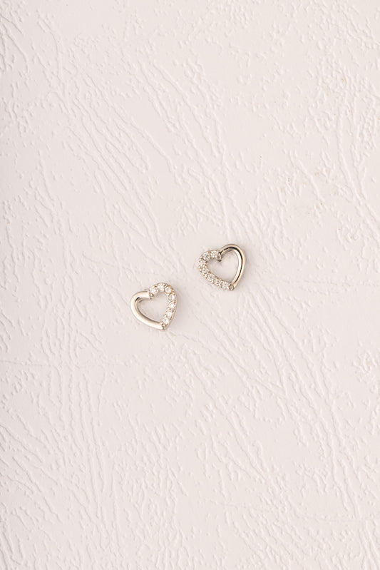 Silver Heart Stud Earrings