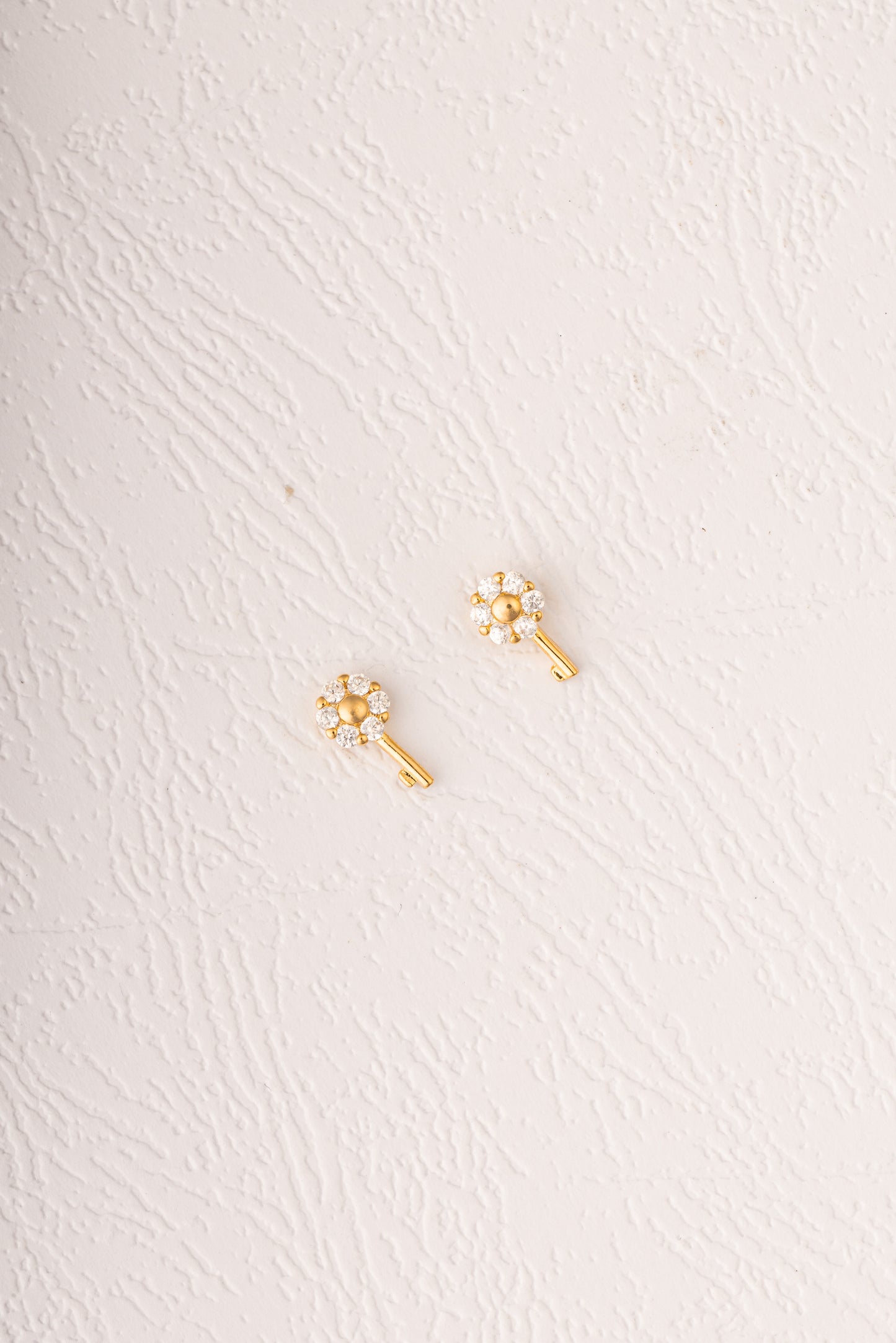 Crystal Key Stud Earrings