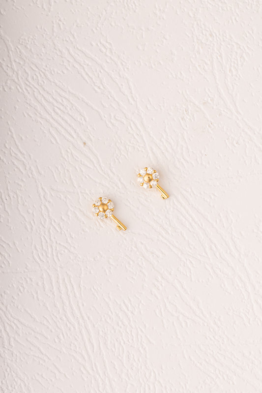 Crystal Key Stud Earrings