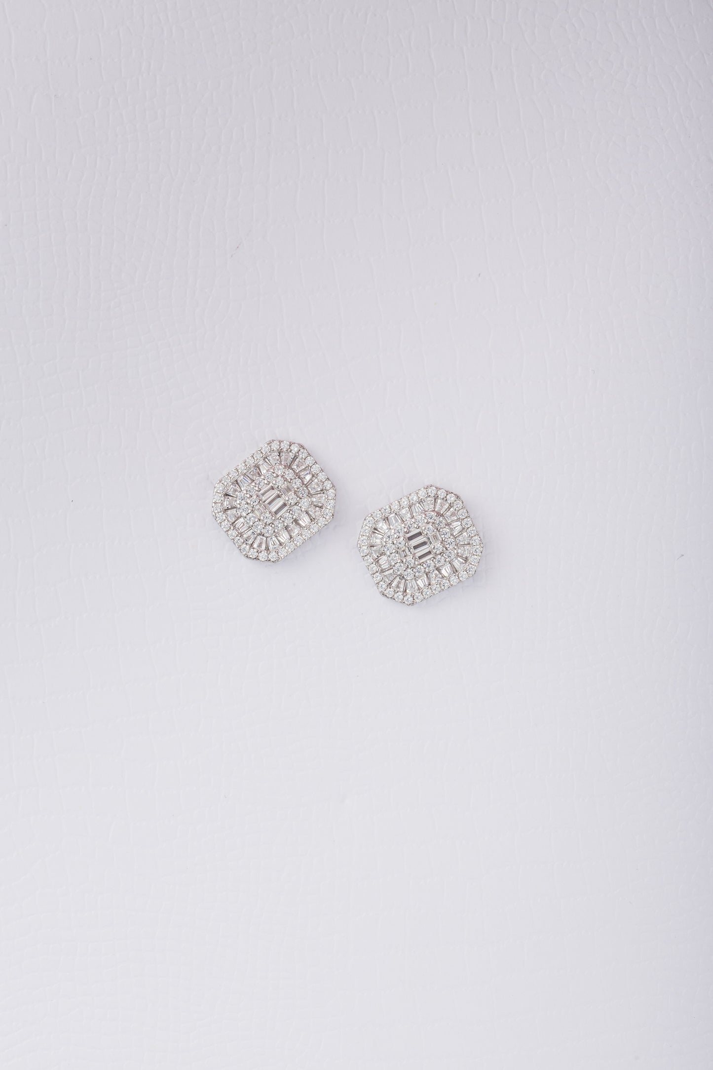 Sterling Baguette Stud Earring