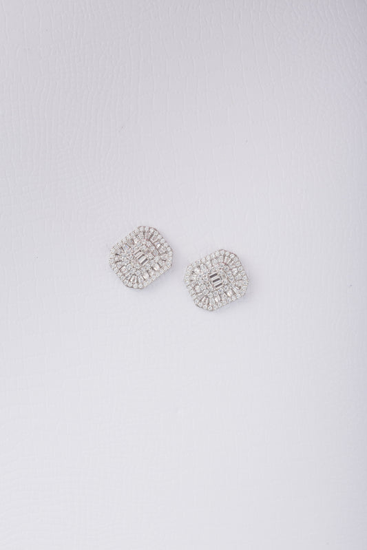 Sterling Baguette Stud Earring