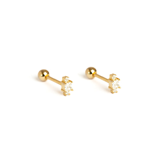 Cut Diamond Gold Studs